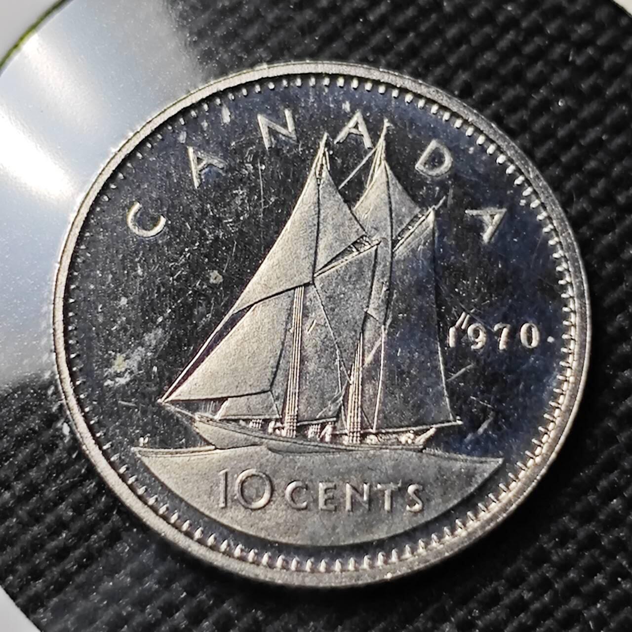 KK钱币收藏小铺  第414期 2月预留时间 周末发货  1970加拿大10分 精制币