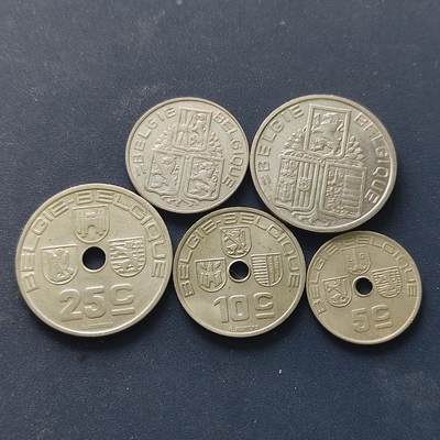 【全场包邮】纯粹捡漏拍518场 - 比利时1938-1939年BELGIQUE版5枚套币