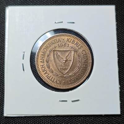 KK钱币收藏小铺  第415期 2月预留时间 周末发货 1963塞浦路斯5米尔 铜币