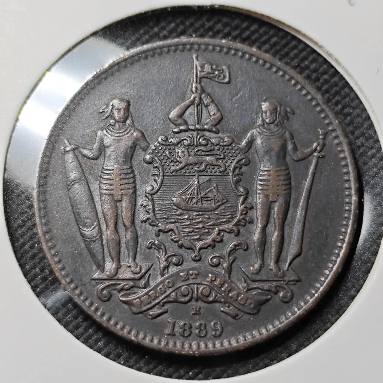 KK钱币收藏小铺  第414期 2月预留时间 周末发货  1889英属北婆罗洲洋元一分铜币 