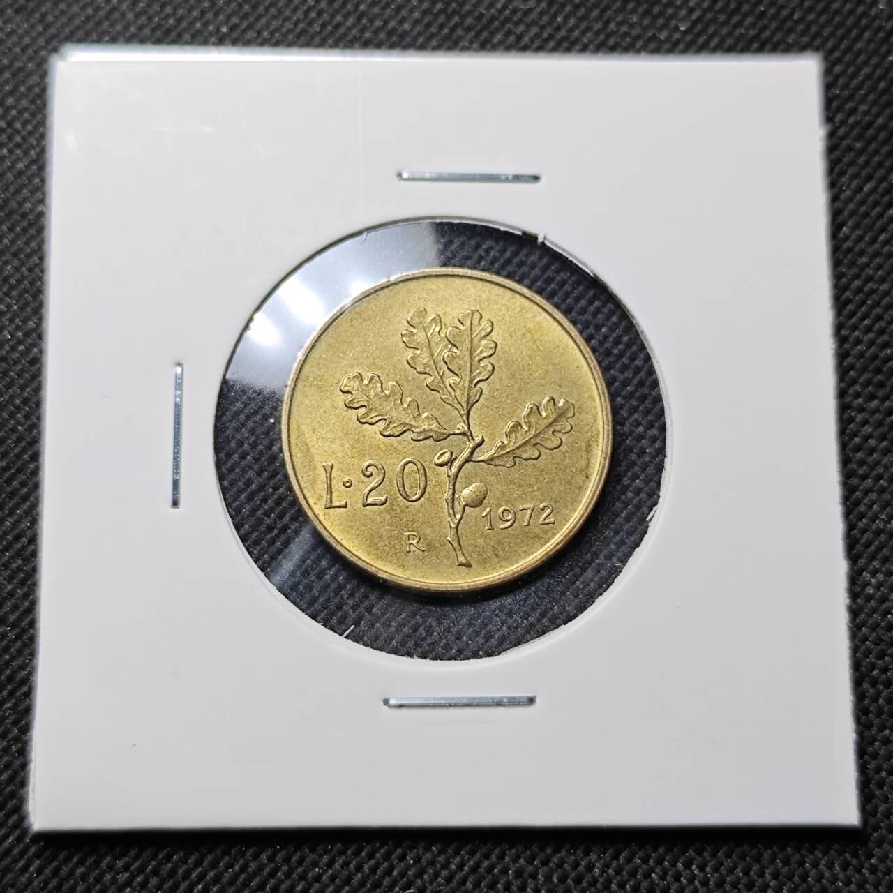 KK钱币收藏小铺  第414期 2月预留时间 周末发货 1972意大利20里拉 