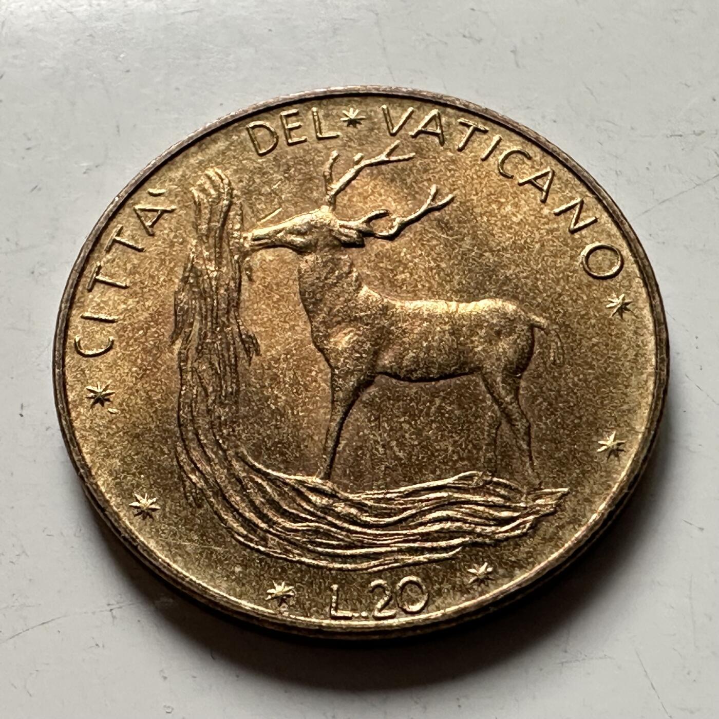 🌹外币初藏🌹🐯2026年第36场   每周二四六晚8️⃣点 接代拍 梵蒂冈 1975年 保罗六世 20里拉 铜币