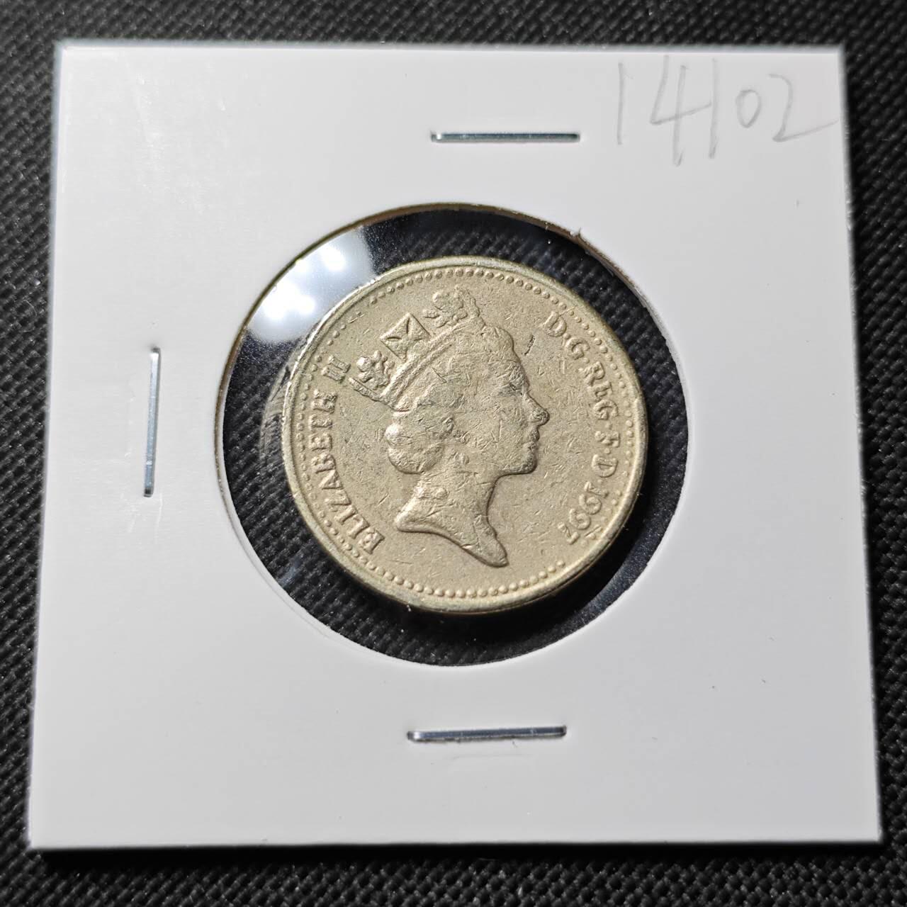 KK钱币收藏小铺  第414期 2月预留时间 周末发货 1997英国1镑 非造币厂铸 