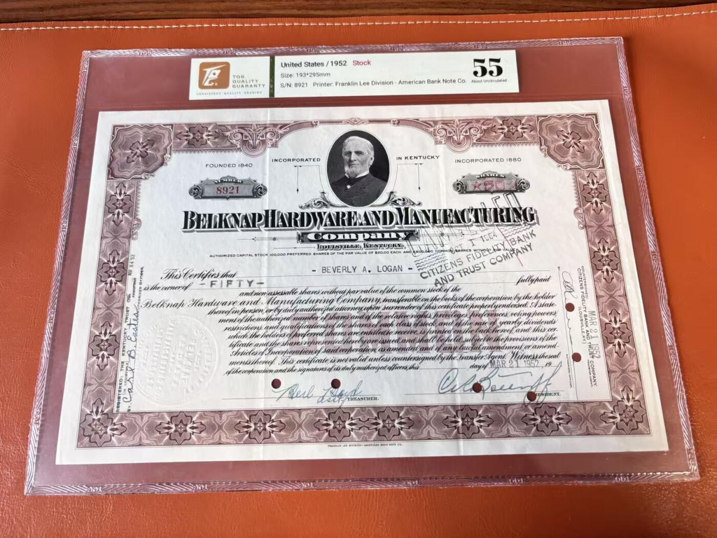 【Blue Auction】世界纸币精拍第802期——18级TOP拍卖/信誉/品质/专业/高效💫  【一组4张】美国 1939-68年 大票幅 雕版印刷股票一组 TQG58-53