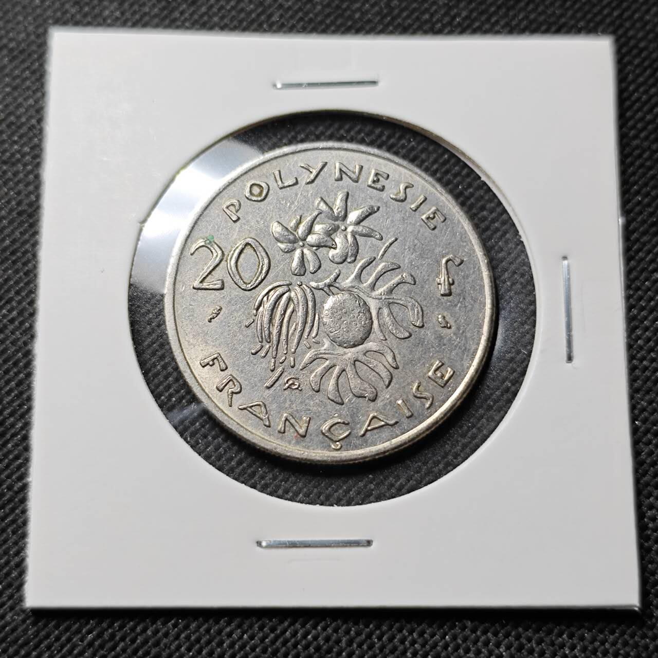KK钱币收藏小铺  第414期 2月预留时间 周末发货 1970法属波利尼西亚20法郎 