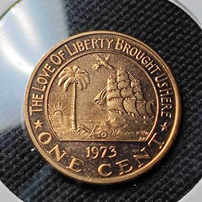 KK钱币收藏小铺  第414期 2月预留时间 周末发货 - 1973利比里亚1分 精制币