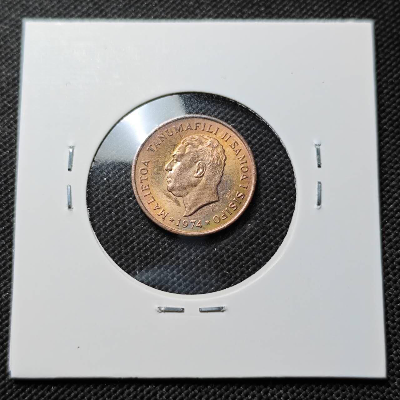 KK钱币收藏小铺  第414期 2月预留时间 周末发货 1974 萨摩亚1分铜币 好品