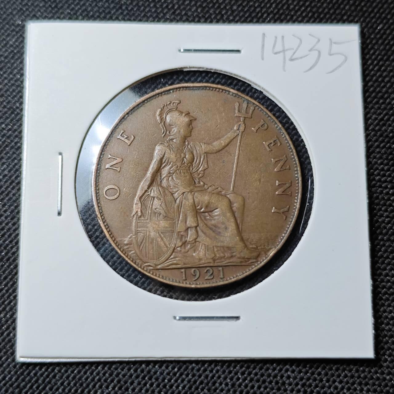 KK钱币收藏小铺  第414期 2月预留时间 周末发货 1921英国1便士 