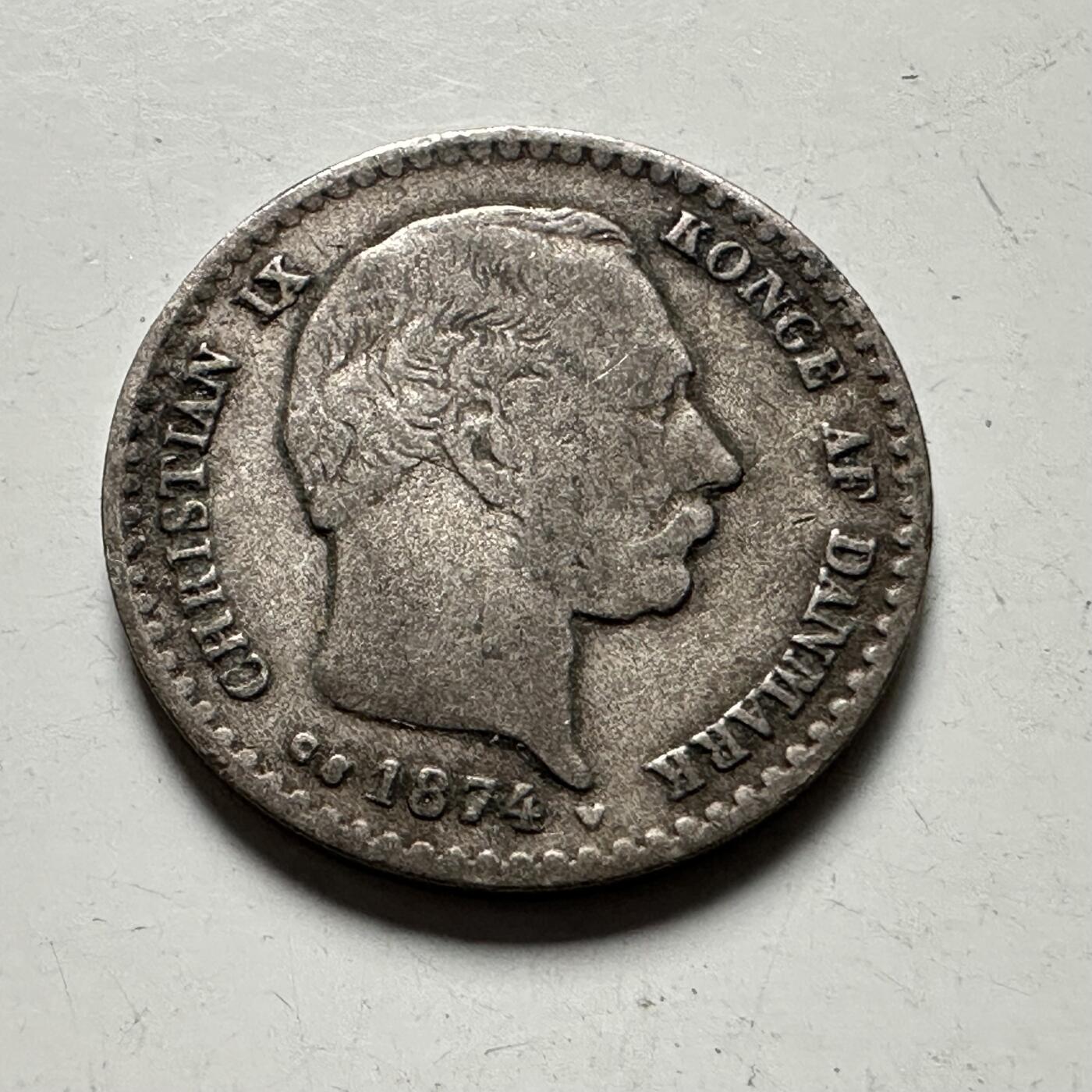 🌹外币初藏🌹🐯2026年第36场   每周二四六晚8️⃣点 接代拍 丹麦 1874年 克里斯蒂安九世(1863-1906) 10欧尔 海豚麦穗银币 60%银-1.72g-16.0mm