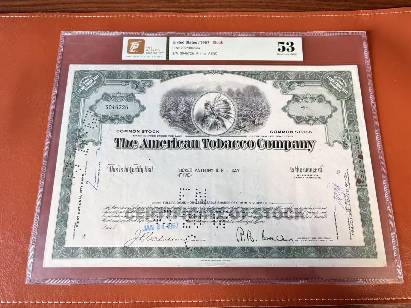 【Blue Auction】世界纸币精拍第802期——18级TOP拍卖/信誉/品质/专业/高效💫 【一组4张】美国 1967-83年 大票幅 雕版印刷股票一组 TQG58-45