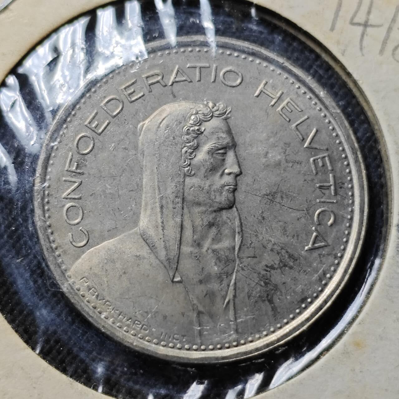 KK钱币收藏小铺  第414期 2月预留时间 周末发货 1974瑞士5法郎 