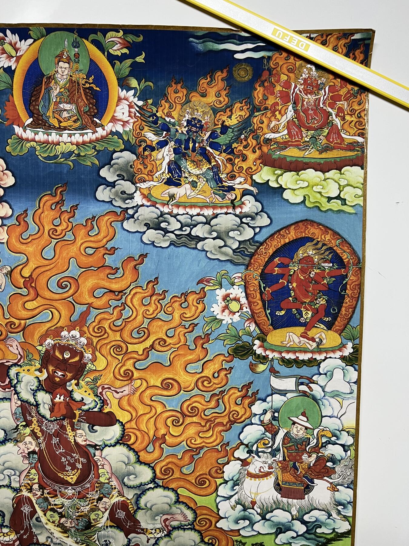 零元拍：唐卡装饰艺术复制画 （非原画）做旧工艺 名稱：作明佛母  规格：80.6✖️55