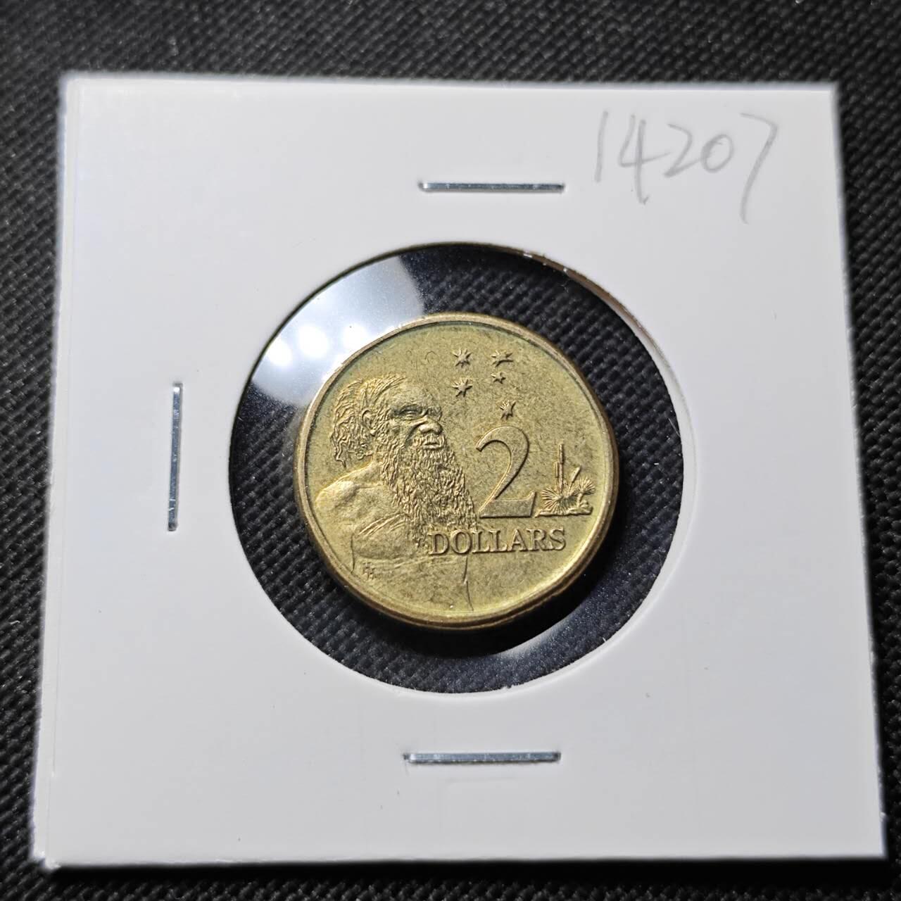 KK钱币收藏小铺  第414期 2月预留时间 周末发货 1988，澳大利亚土著人2元