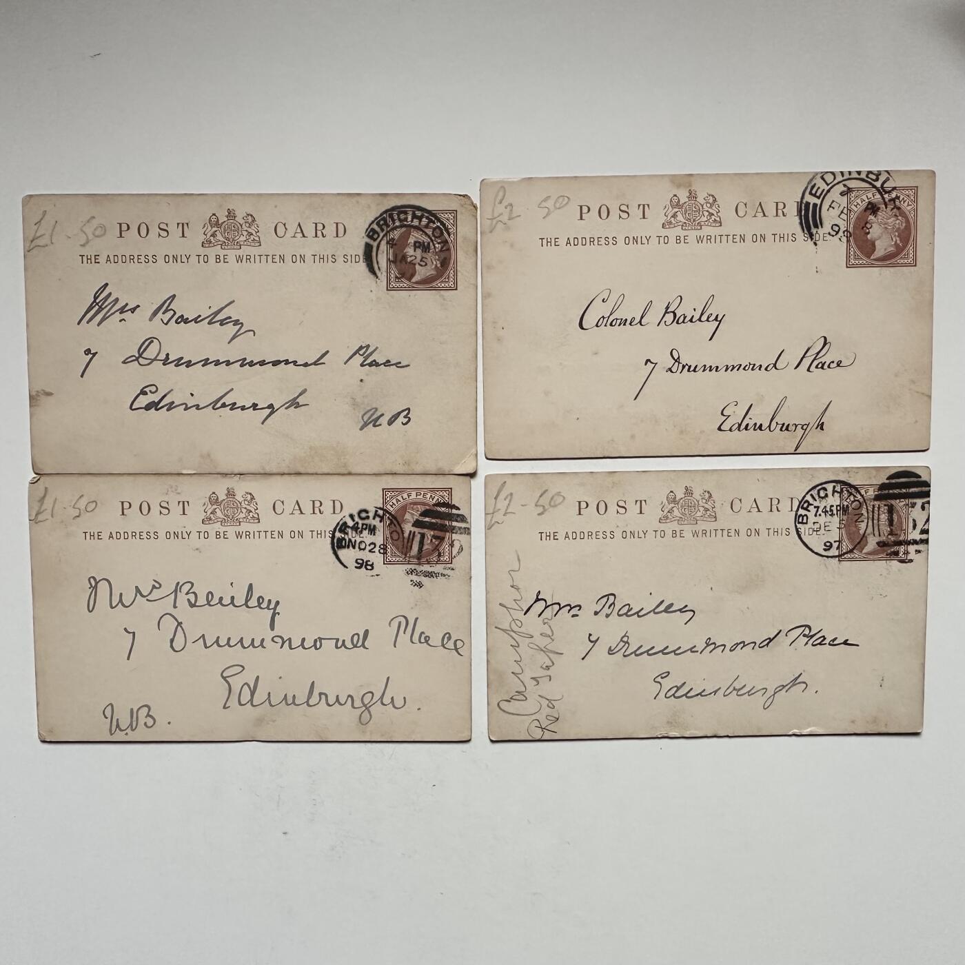 🌹外币初藏🌹🐯2026年第36场   每周二四六晚8️⃣点 接代拍 英国 1898年 维多利亚女王 半便士 预印邮资明信片 4枚 实寄封 现代明信片的鼻祖