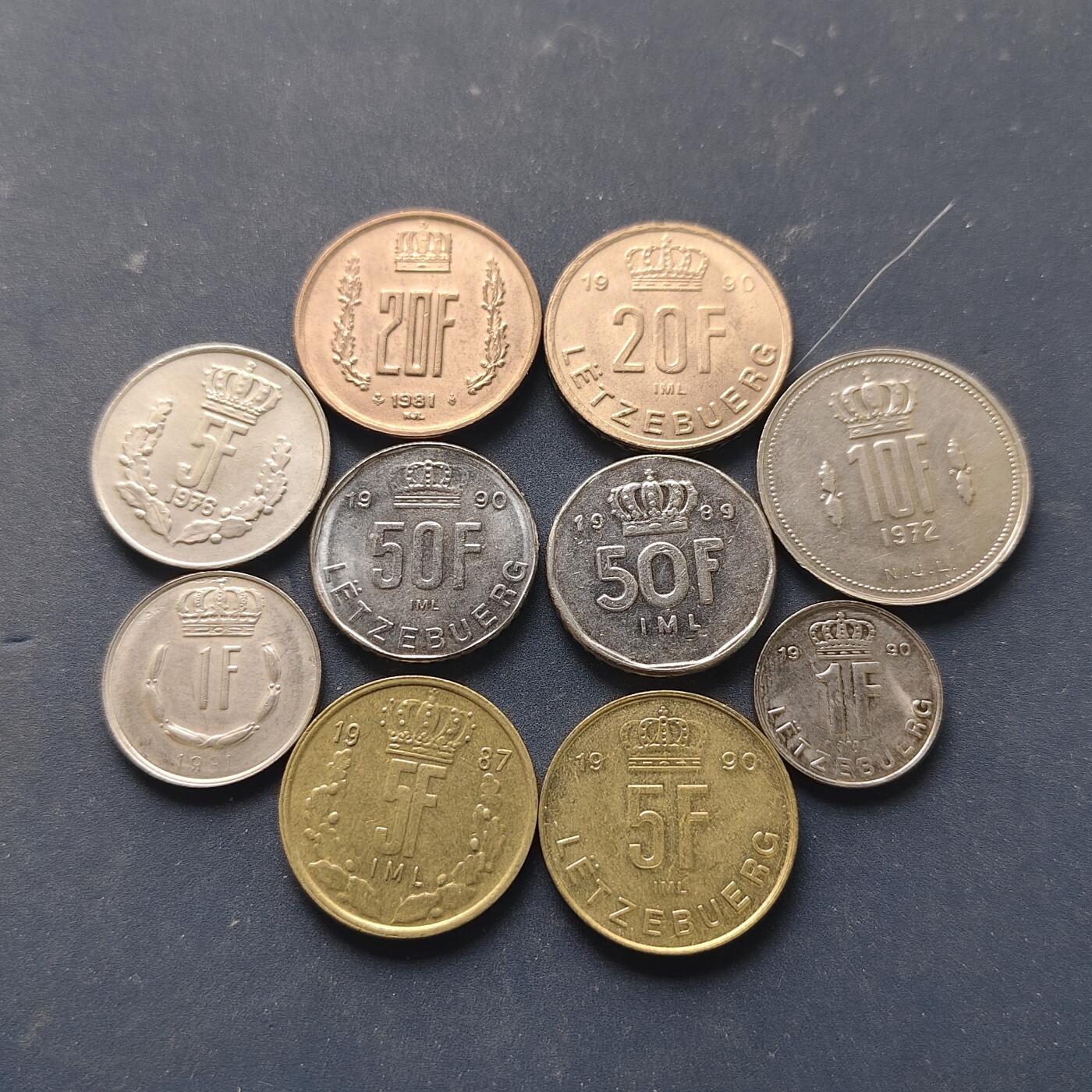 【全场包邮】纯粹捡漏拍518场 卢森堡1970-1990年2版本10枚套币