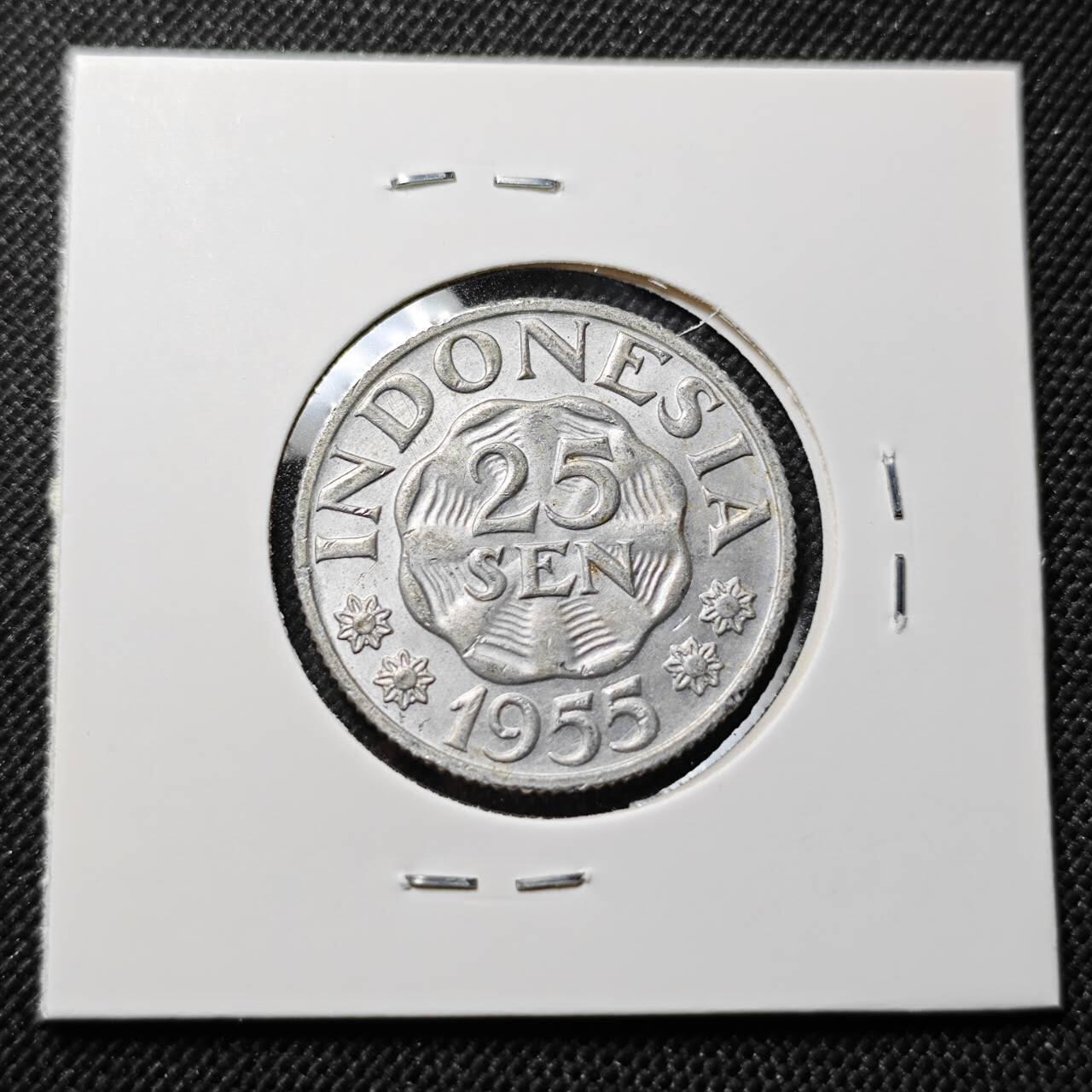 KK钱币收藏小铺  第414期 2月预留时间 周末发货 1955印度尼西亚25仙 