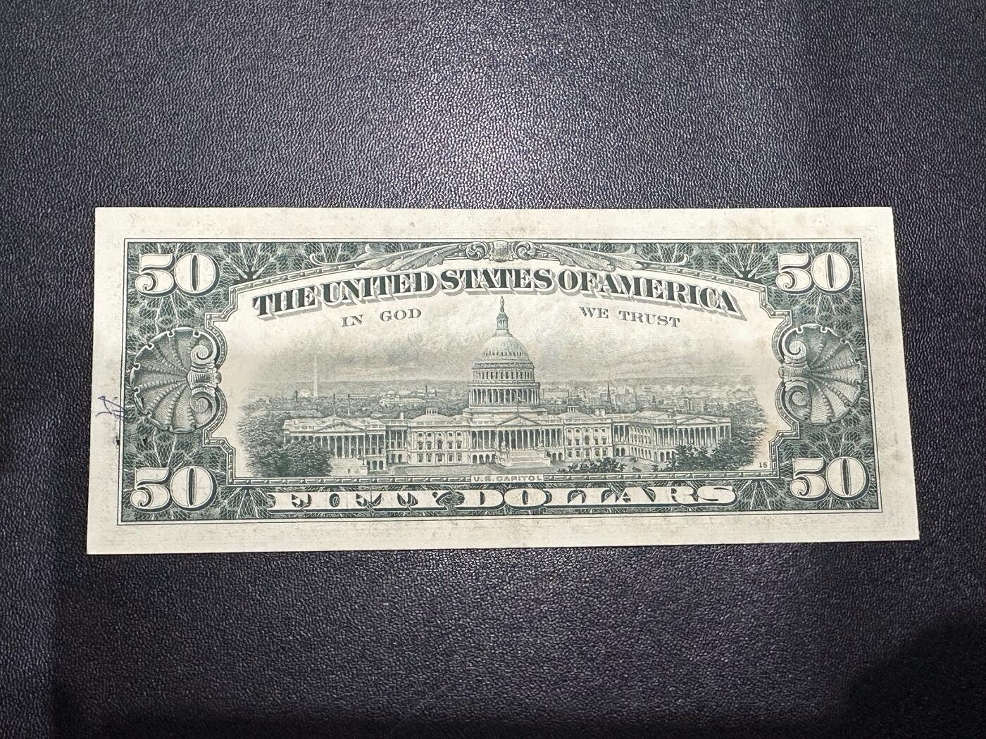 《外钞收藏家》第六百二十三期（精选场）（长期征集拍品、欢迎藏友们联系合作） 1969年美国小头版50美元 非全新 有针孔和字