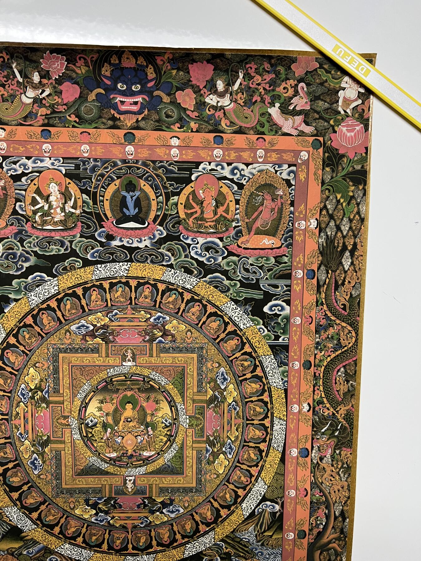 零元拍：唐卡装饰艺术复制画 （非原画）做旧工艺 名稱：曼茶羅 尺寸60✖️40