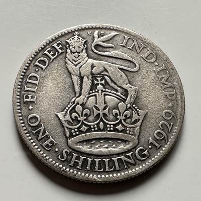 🌹外币初藏🌹🐯2026年第36场   每周二四六晚8️⃣点 接代拍 - 英国 1929年1先令银币 50%银-5.66g-23.5mm d