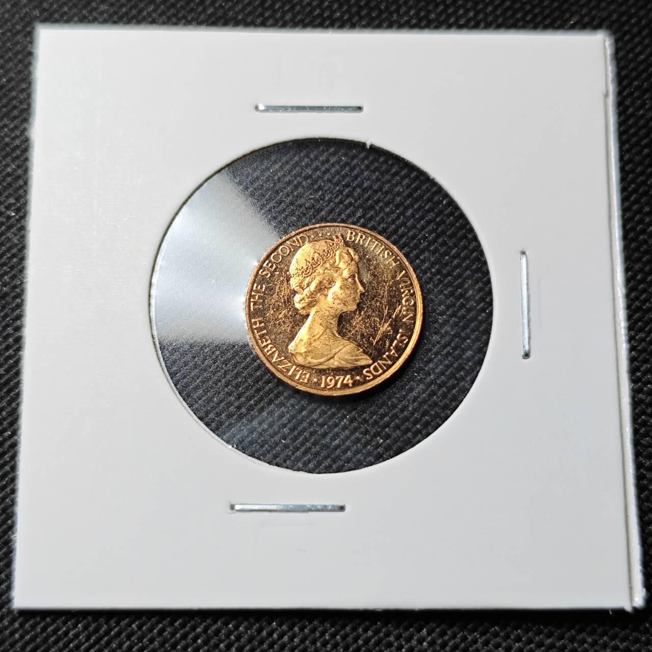 KK钱币收藏小铺  第414期 2月预留时间 周末发货 1974英属维尔京群岛1分 精制币
