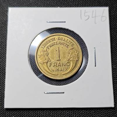 KK钱币收藏小铺  第415期 2月预留时间 周末发货 1941法国1法郎 