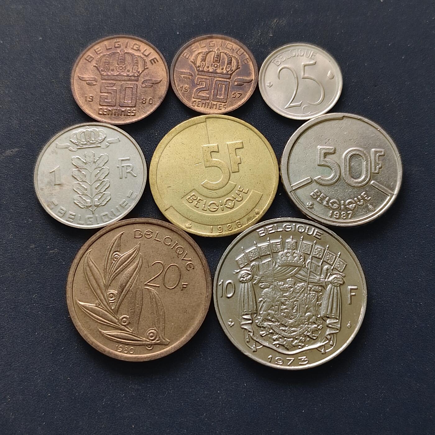 【全场包邮】纯粹捡漏拍518场 比利时1957-1980年BELGIQUE版8枚套币