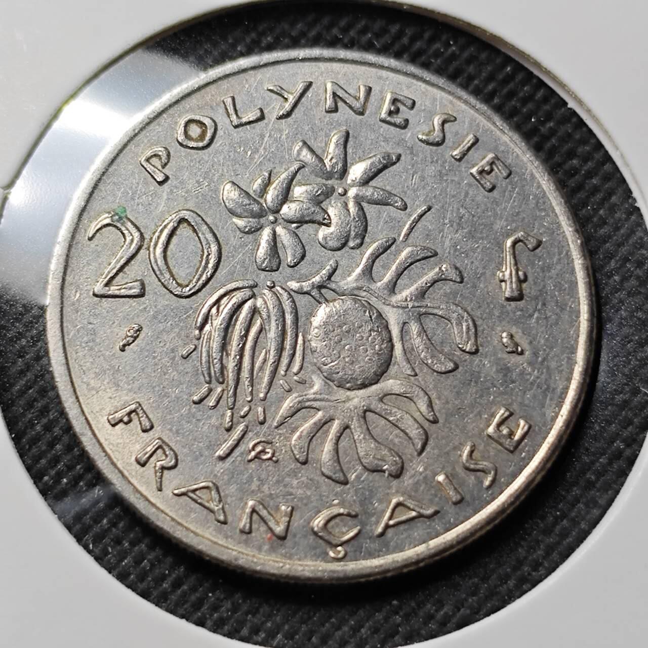 KK钱币收藏小铺  第414期 2月预留时间 周末发货 1970法属波利尼西亚20法郎 