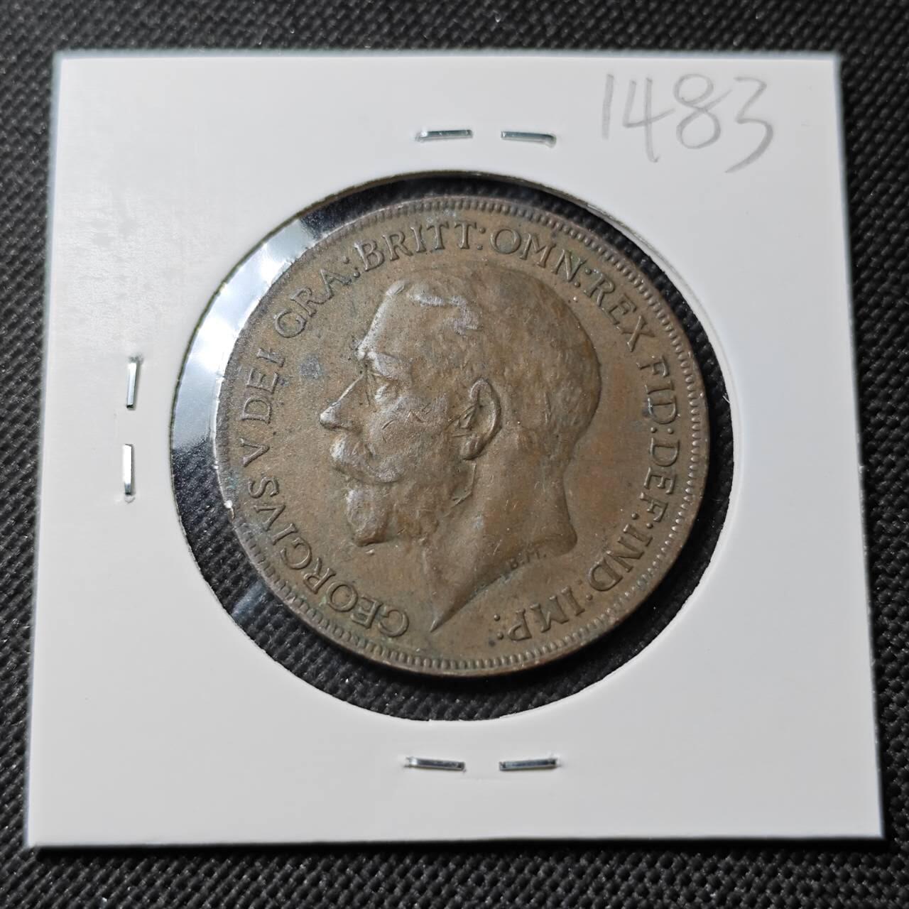 KK钱币收藏小铺  第414期 2月预留时间 周末发货  1921英国1便士铜币