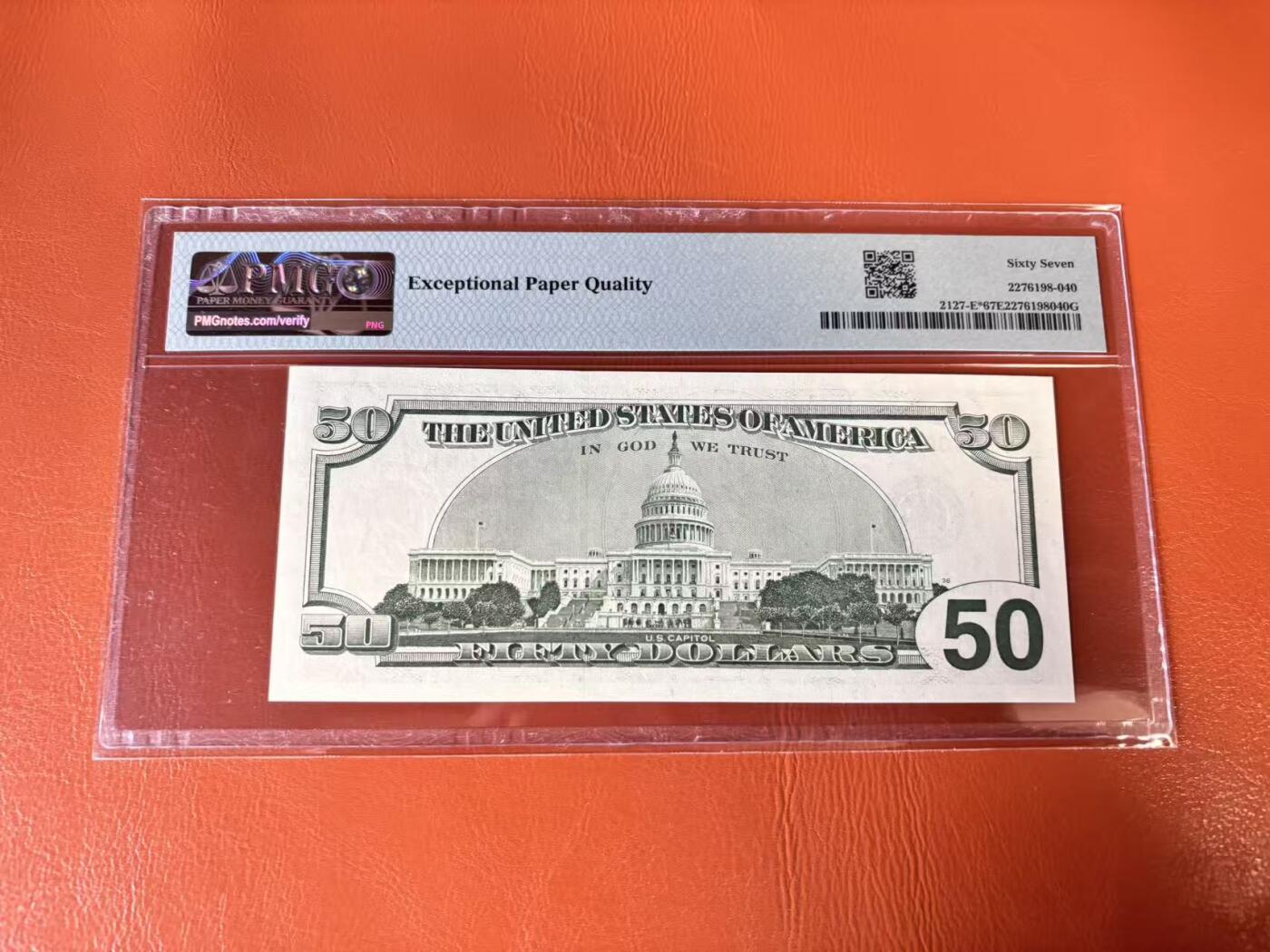 【Blue Auction】世界纸币精拍第802期——18级TOP拍卖/信誉/品质/专业/高效💫 【千位小号补号无47】美国 2001年50美金 PMG67EPQ 