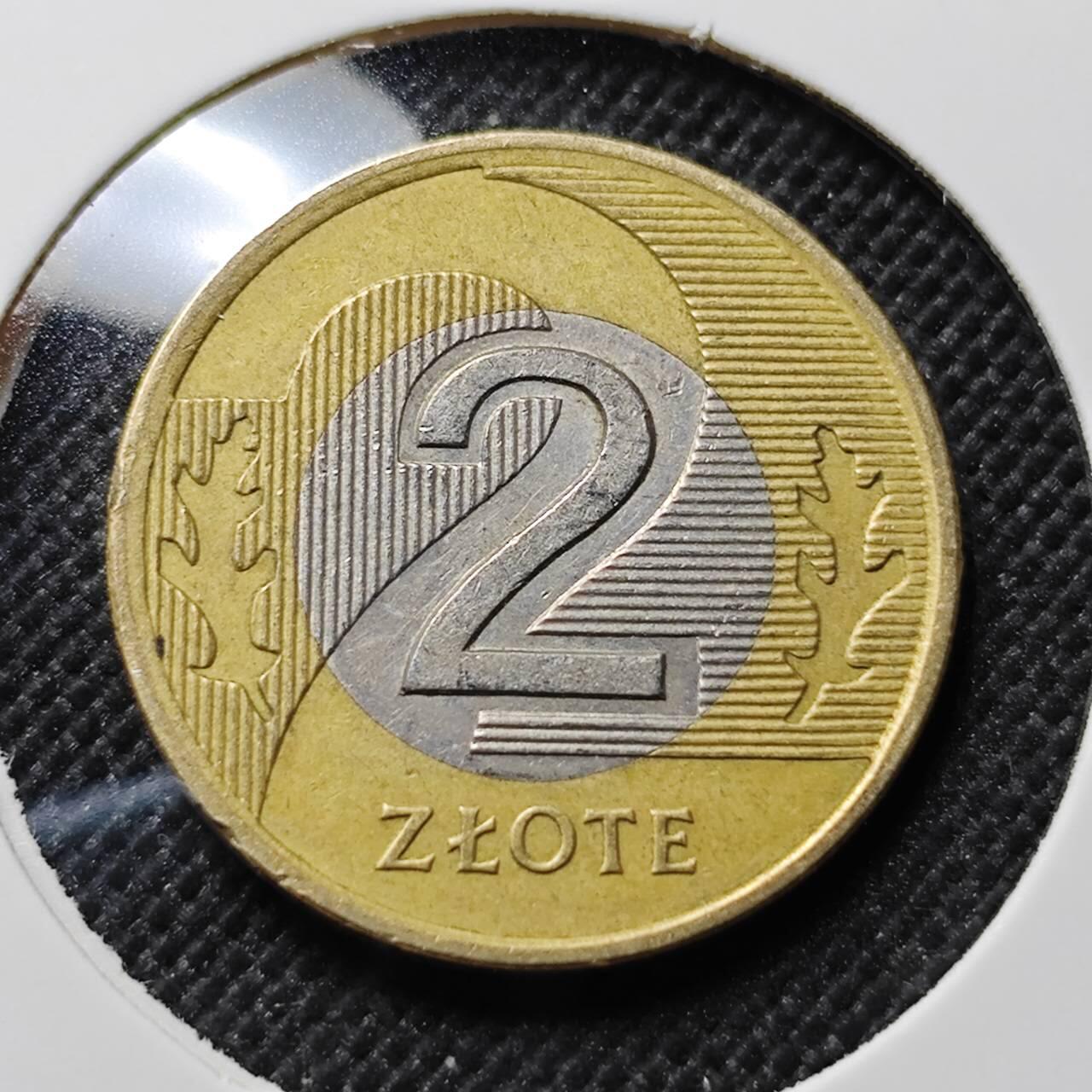 KK钱币收藏小铺  第414期 2月预留时间 周末发货 1994波兰2兹罗提 双色币