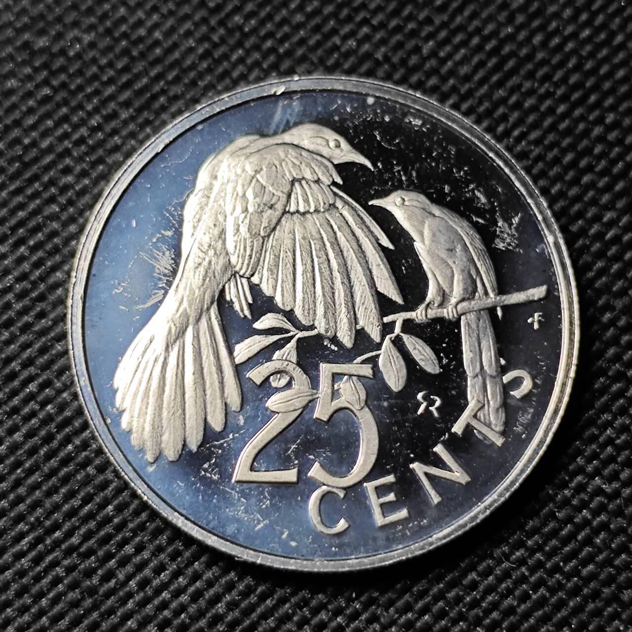 KK钱币收藏小铺  第414期 2月预留时间 周末发货 1973维尔京群岛25分 精制币