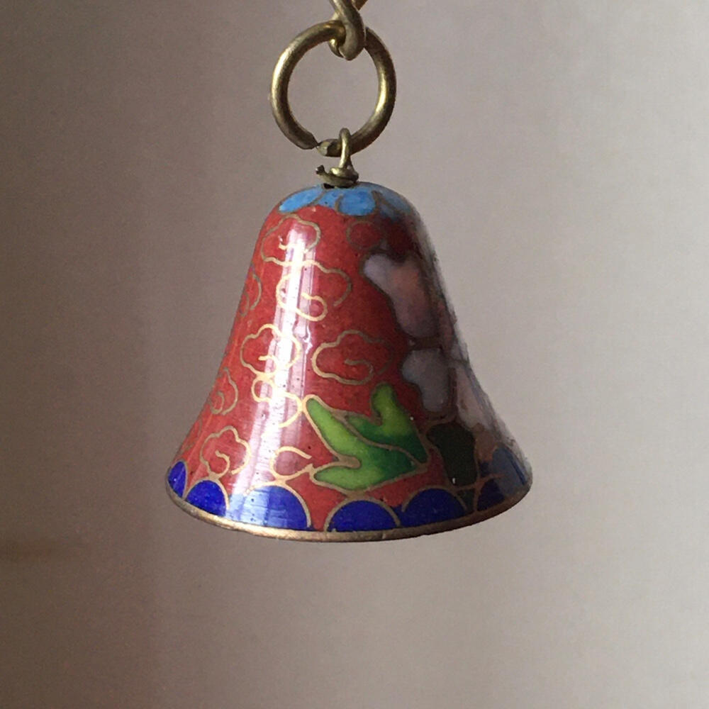 出口创汇景泰蓝铜胎掐丝珐琅磨光红色铃铛1个原版真品文玩艺术收藏
