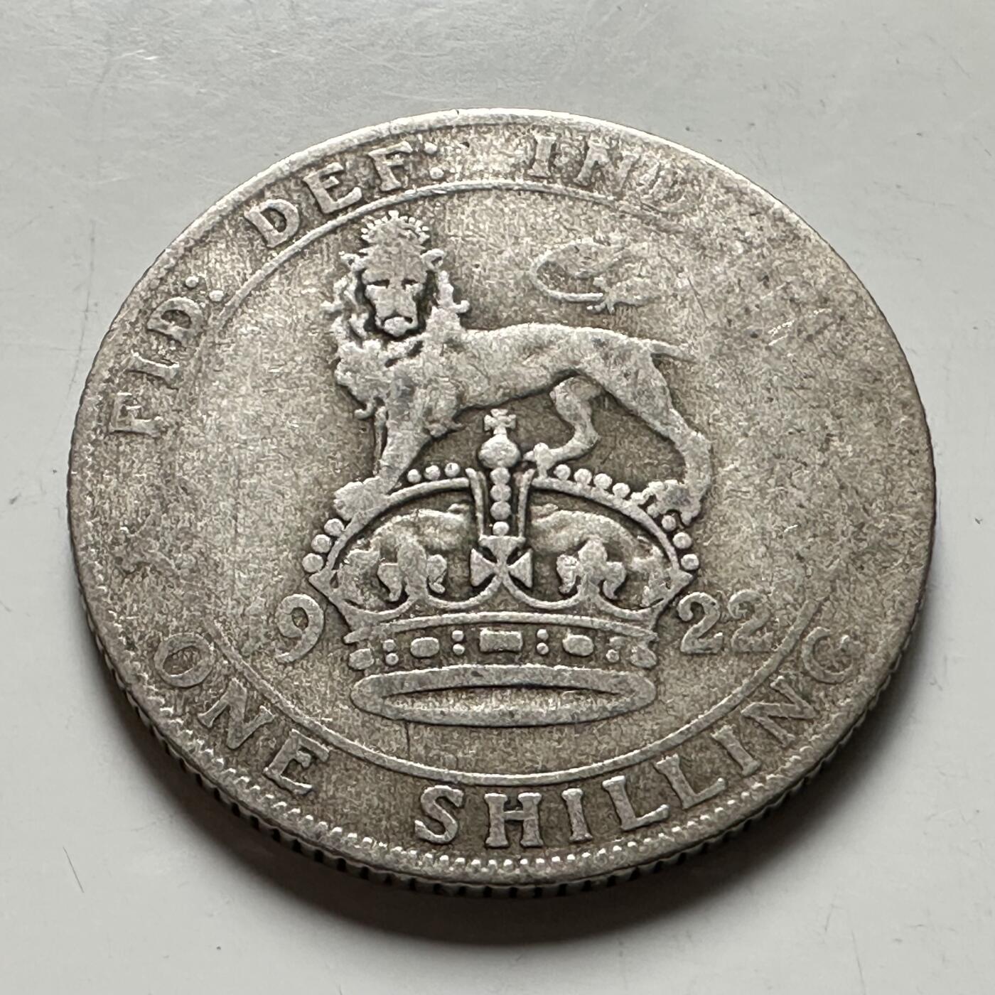 🌹外币初藏🌹🐯2026年第36场   每周二四六晚8️⃣点 接代拍 英国 1922年1先令银币 50%银-5.66g-23.5mm c