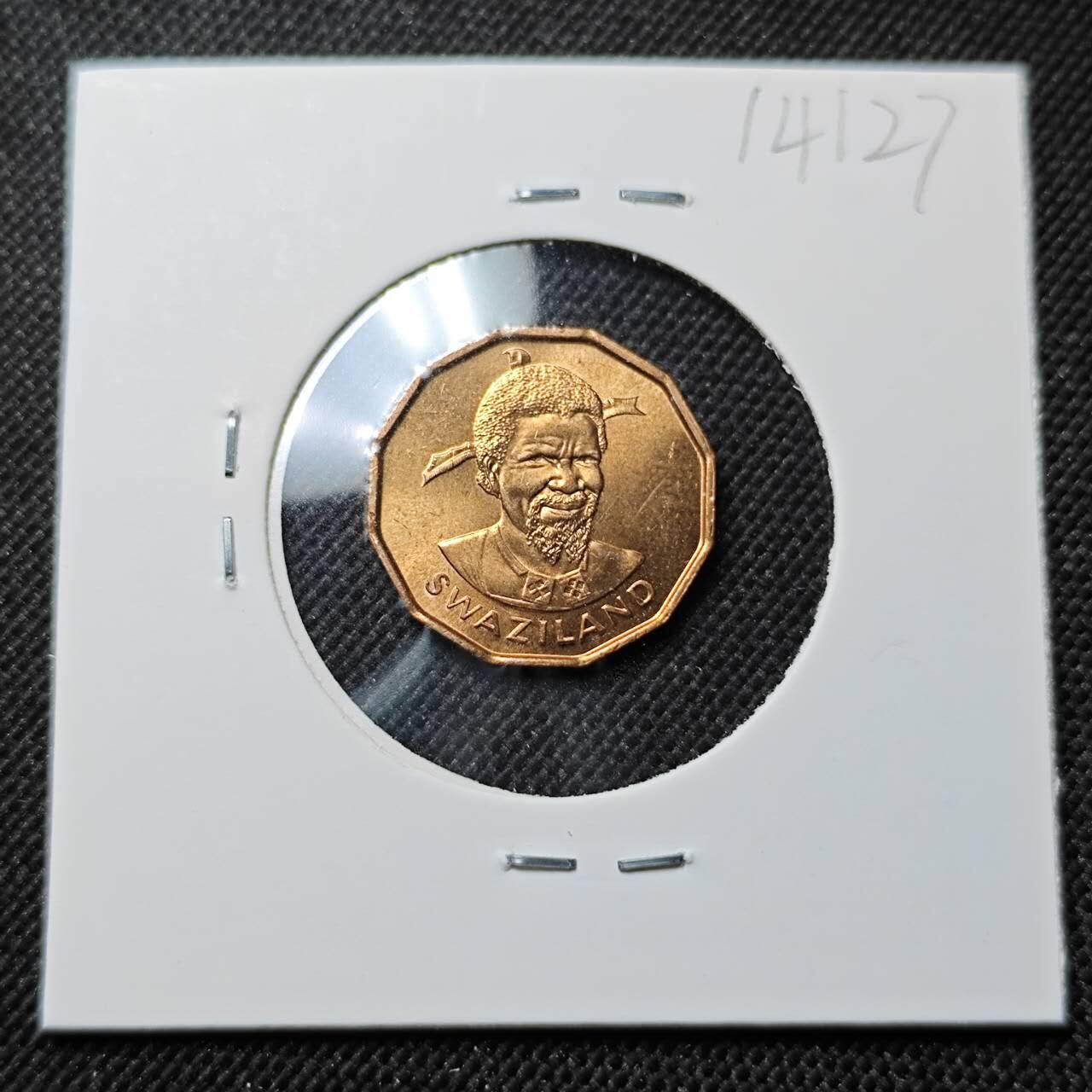 KK钱币收藏小铺  第414期 2月预留时间 周末发货 1974斯威士兰1分铜币 好品