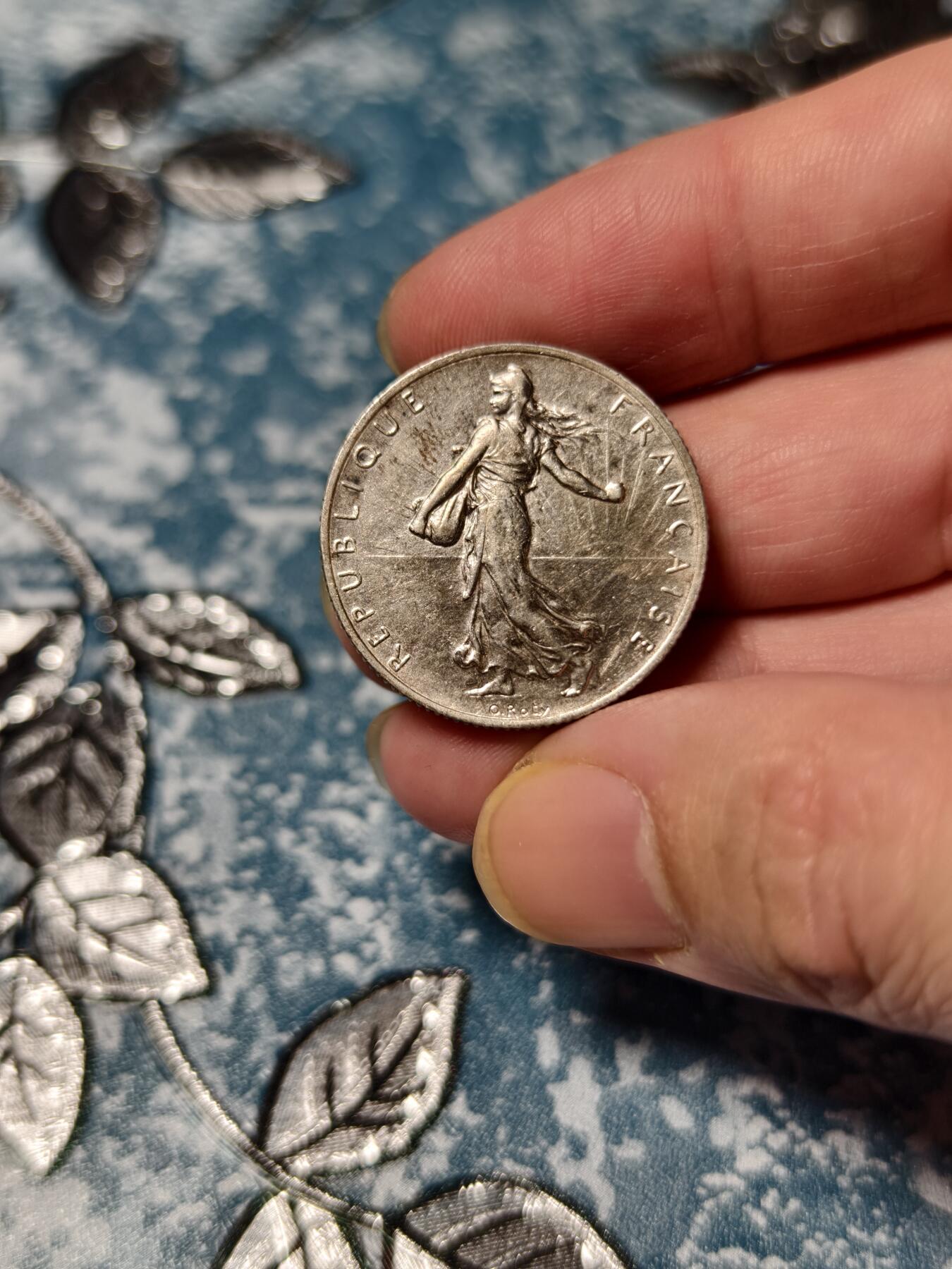 抚柳草堂-第二十一期章牌钱币  奖章勋章 满百包邮 放漏专场 1918法国2法郎播种女神银币 重10.2g 法兰西第三共和国时期经典流通银币 雕刻家名家Oscar Roty设计 原光好品细节到位