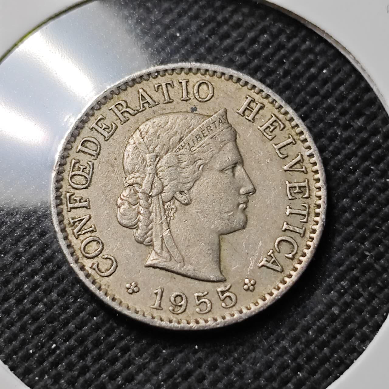 KK钱币收藏小铺  第414期 2月预留时间 周末发货 1955瑞士5分
