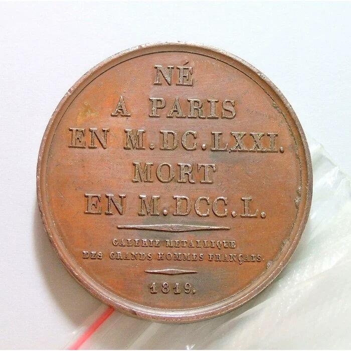 法国1819年 名人卢梭高浮雕精制大铜章 40MM