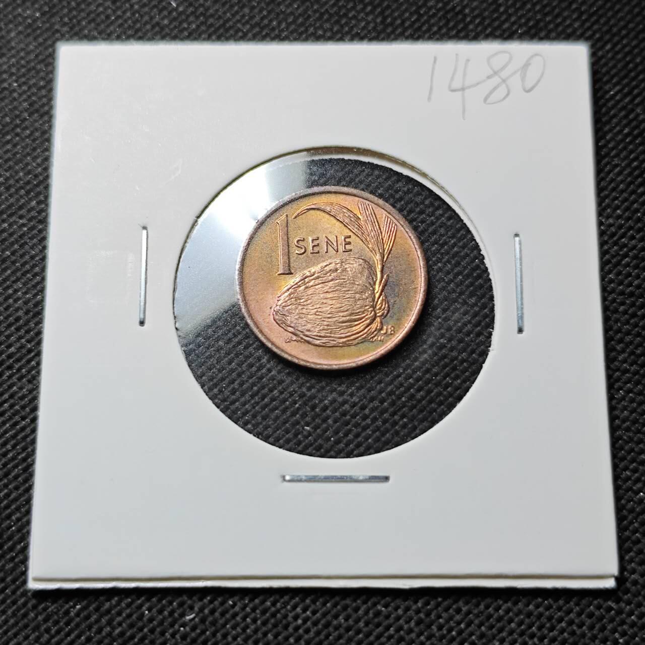 KK钱币收藏小铺  第414期 2月预留时间 周末发货 1974 萨摩亚1分铜币 好品