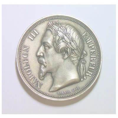 法国1852年 拿破仑三世高浮雕精制大镀银章 40MM - 法国1852年 拿破仑三世高浮雕精制大镀银章 40MM