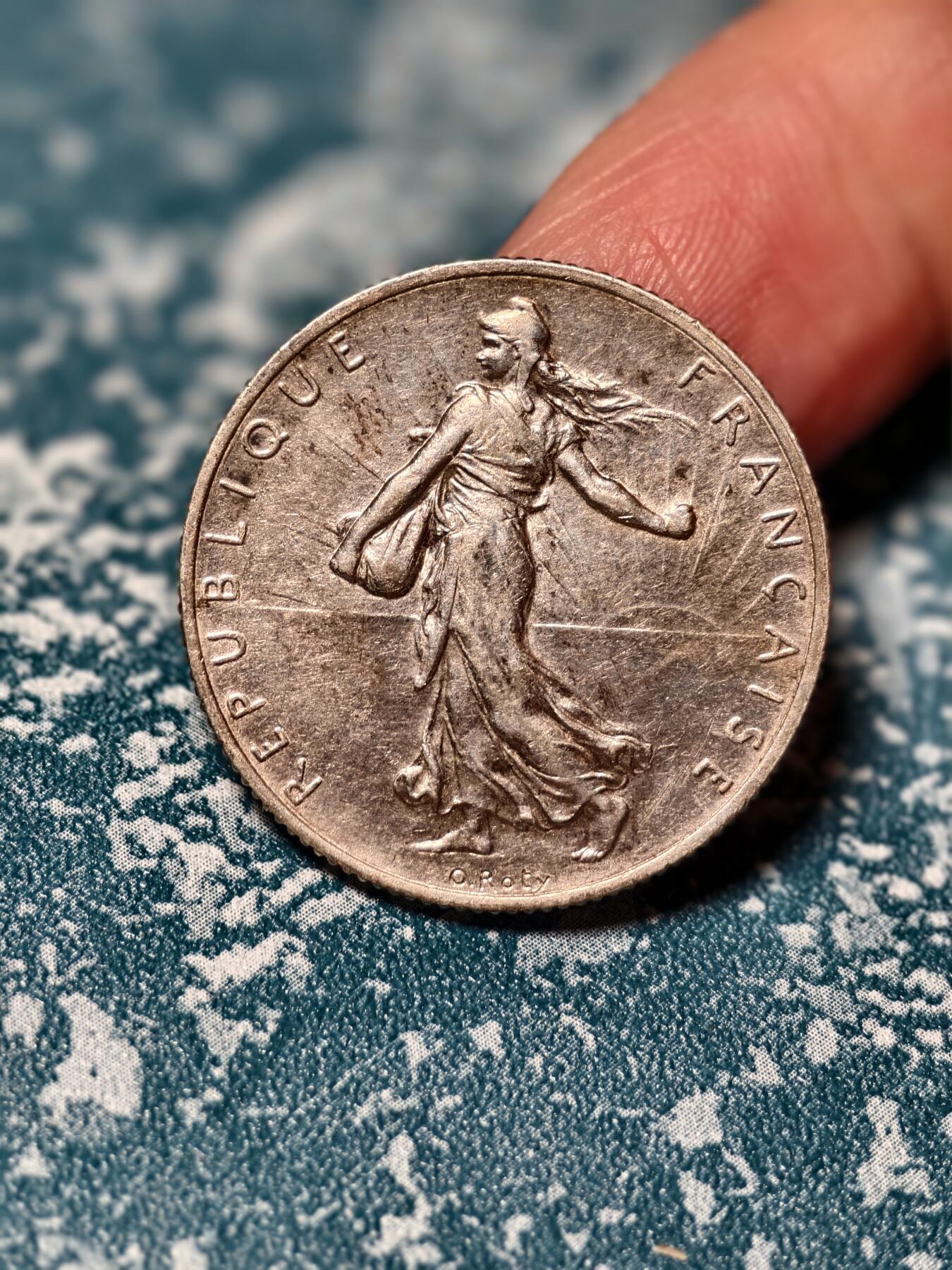 抚柳草堂-第二十一期章牌钱币  奖章勋章 满百包邮 放漏专场 1918法国2法郎播种女神银币 重10.2g 法兰西第三共和国时期经典流通银币 雕刻家名家Oscar Roty设计 原光好品细节到位