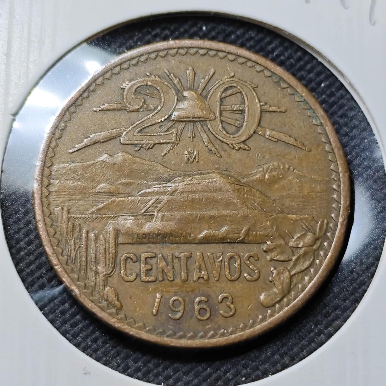 KK钱币收藏小铺  第414期 2月预留时间 周末发货 1963墨西哥20分 