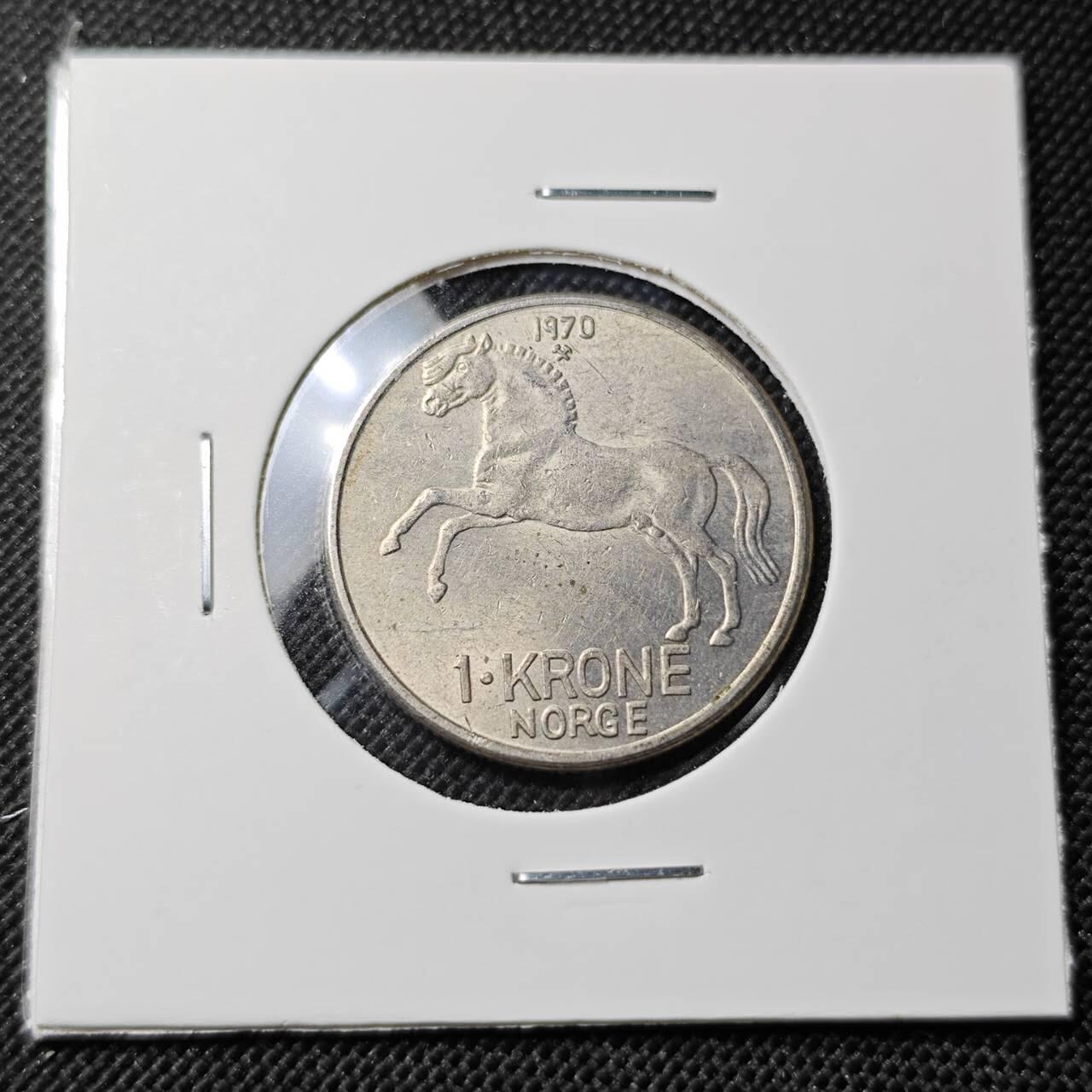 KK钱币收藏小铺  第414期 2月预留时间 周末发货 1970挪威1克朗 动物版