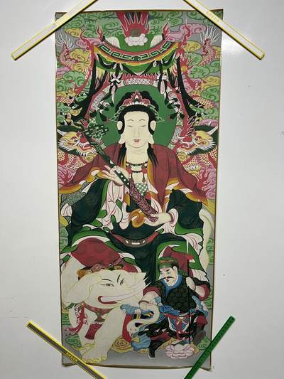 零元拍：唐卡装饰艺术复制画 （非原画）做旧工艺 名稱：普賢菩薩 尺寸：90✖️40 - 零元拍：唐卡装饰艺术复制画 （非原画）做旧工艺 名稱：普賢菩薩 尺寸：90✖️40