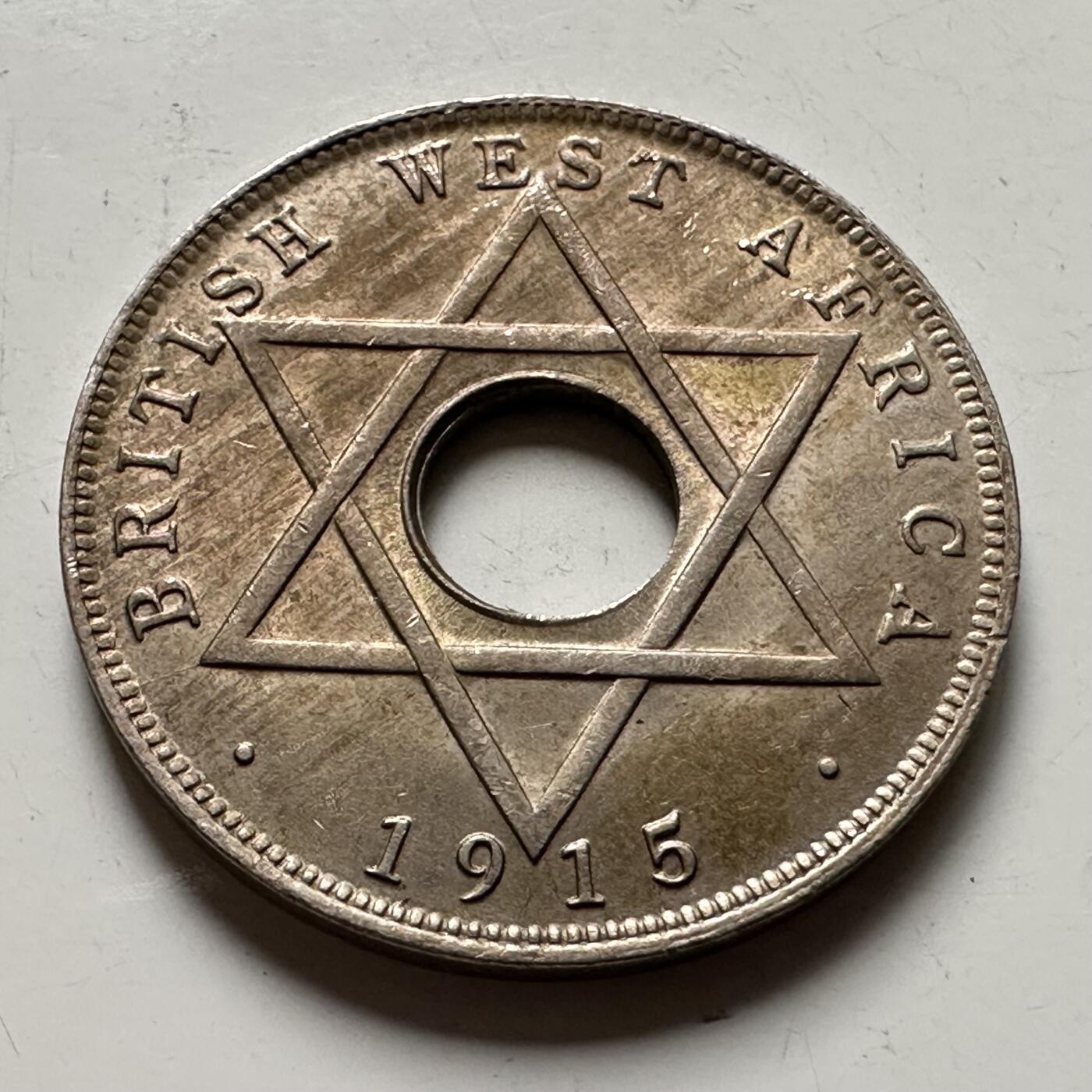 🌹外币初藏🌹🐯2026年第36场   每周二四六晚8️⃣点 接代拍 英属西非 1915年 乔治五世 1/2便士 中孔铜镍币