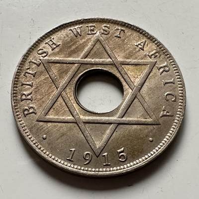 🌹外币初藏🌹🐯2026年第36场   每周二四六晚8️⃣点 接代拍 - 英属西非 1915年 乔治五世 1/2便士 中孔铜镍币