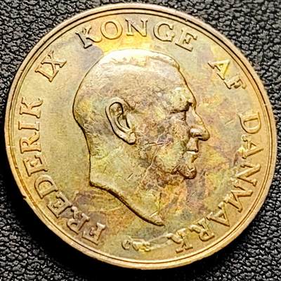 泉币菌-第219场-拍品多 请提前出价 - 弗雷德里克九世 丹麦1克朗 铝青铜币 25.5毫米 6.5克 绝版