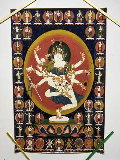 零元拍：唐卡装饰艺术复制画 （非原画）做旧工艺 名稱：勝樂金剛雙神像 规格：90✖️58 - 零元拍：唐卡装饰艺术复制画 （非原画）做旧工艺 名稱：勝樂金剛雙神像 规格：90✖️58