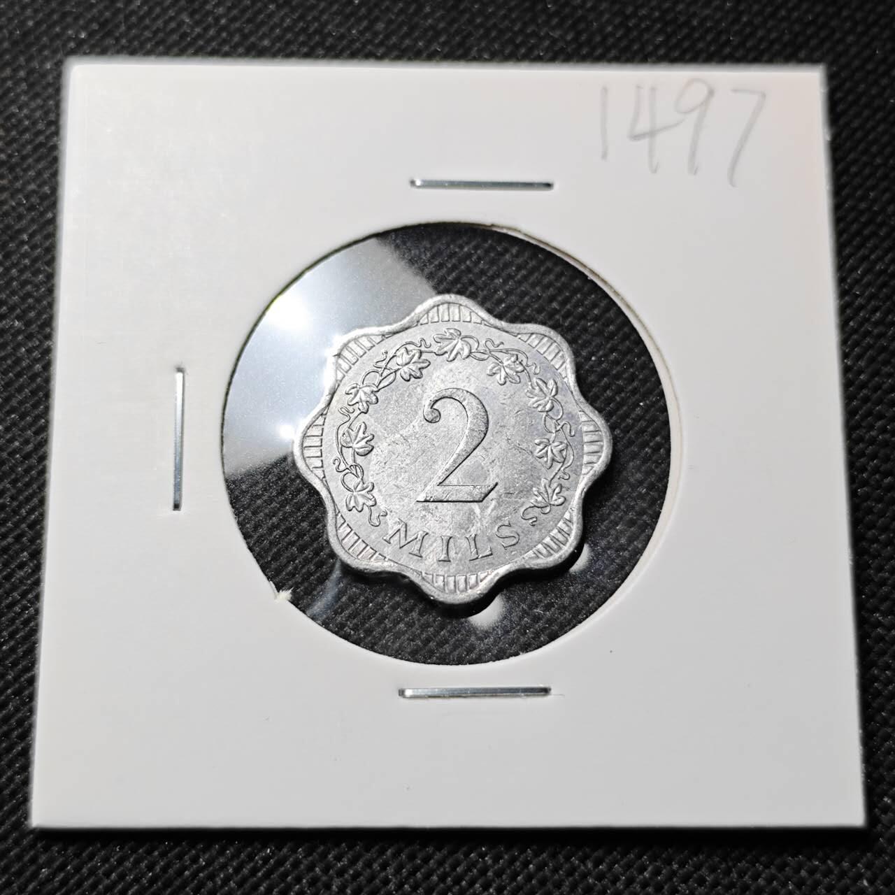 KK钱币收藏小铺  第414期 2月预留时间 周末发货 1972马耳他2米尔 