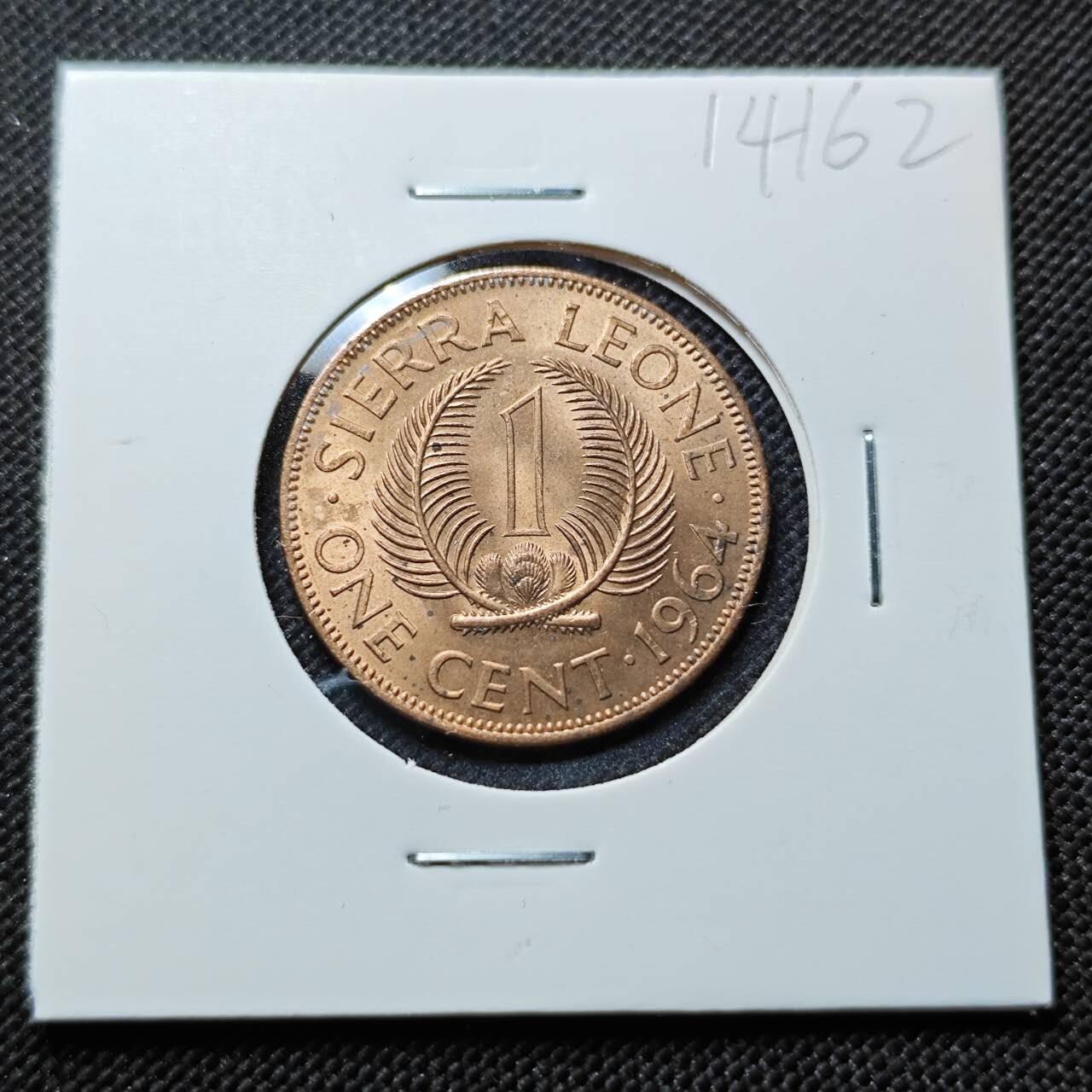 KK钱币收藏小铺  第414期 2月预留时间 周末发货 1964塞拉利昂1分好品