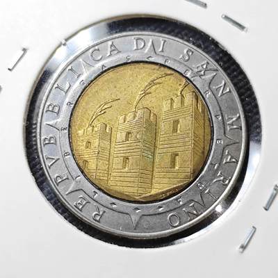 KK钱币收藏小铺  第415期 2月预留时间 周末发货 1992圣马力诺500里拉 